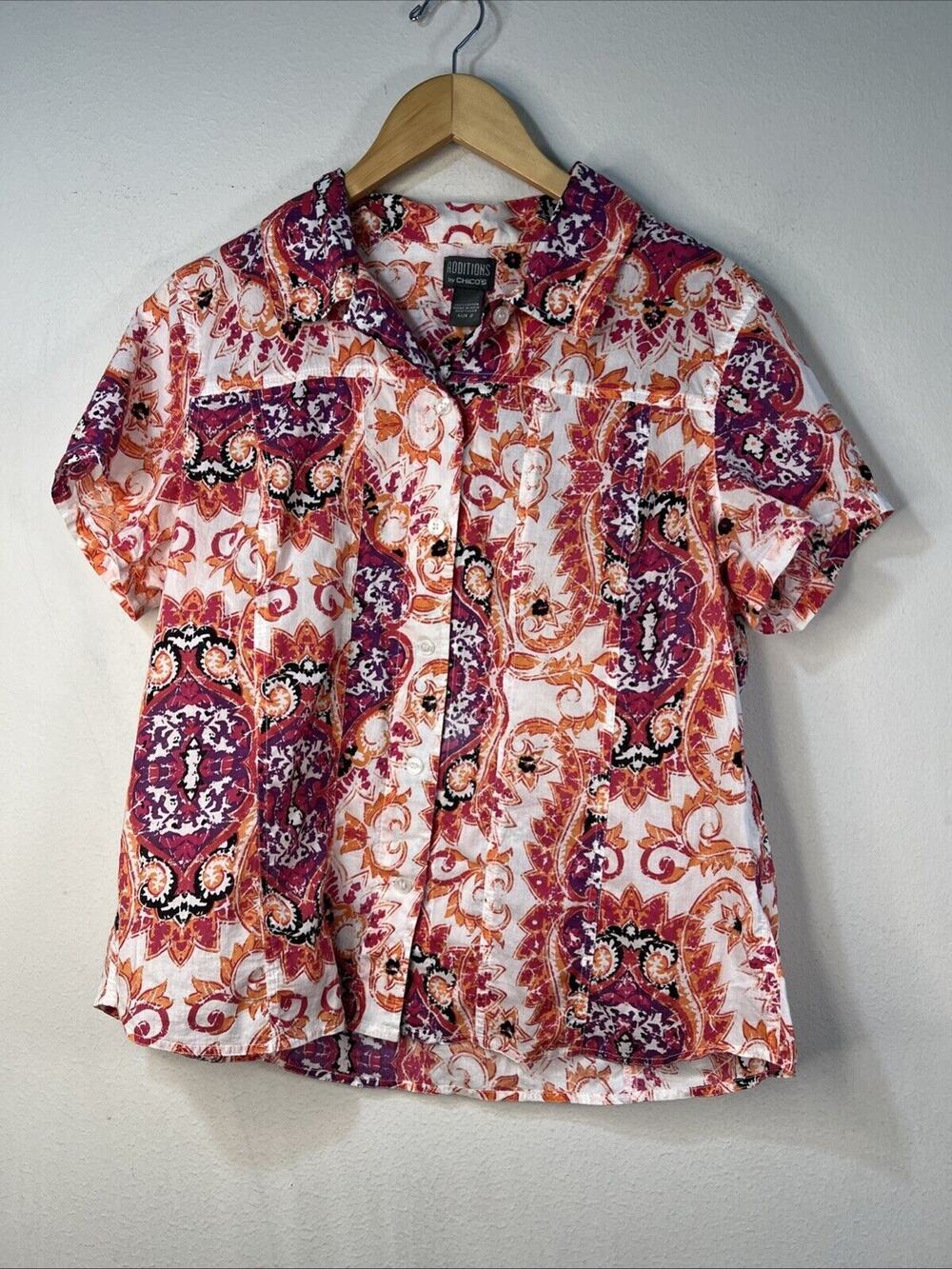 Additions Chico's 2 large Button Front Blouse Artsy victorian western bohemian